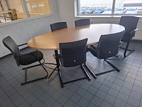 Ovale vergadertafel met 6 stoelen