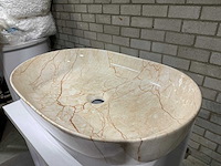 Ovale wasbak marmerlook glans - afbeelding 3 van  4