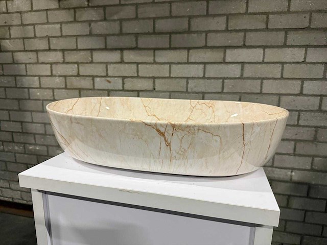 Ovale wasbak marmerlook glans - afbeelding 4 van  4