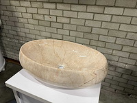 Ovale wasbak marmerlook glans - afbeelding 1 van  3