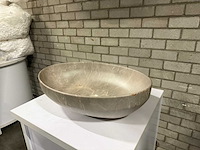 Ovale wasbak marmerlook mat - afbeelding 1 van  3