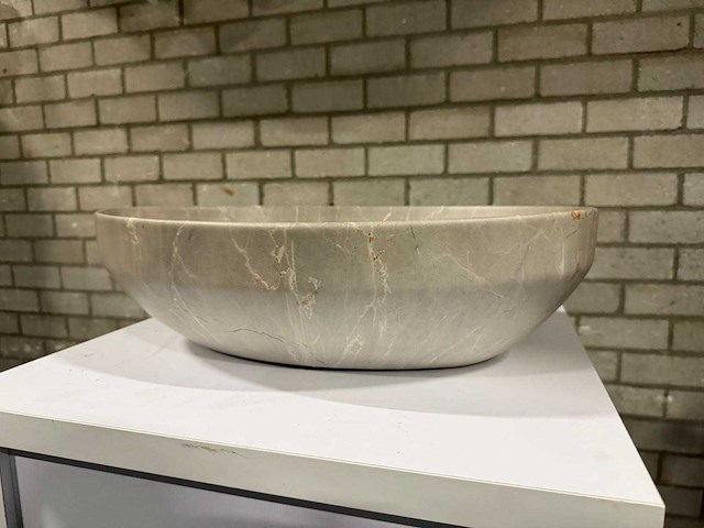 Ovale wasbak marmerlook mat - afbeelding 2 van  3