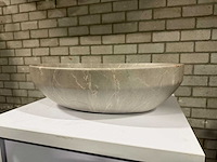 Ovale wasbak marmerlook mat - afbeelding 2 van  3