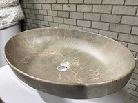 Ovale wasbak marmerlook mat - afbeelding 3 van  3