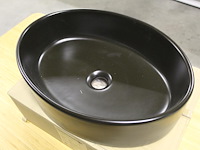 Ovale waskom zonder overloop mat zwart. afmeting 505 x 305 x 140 mm. - afbeelding 2 van  3