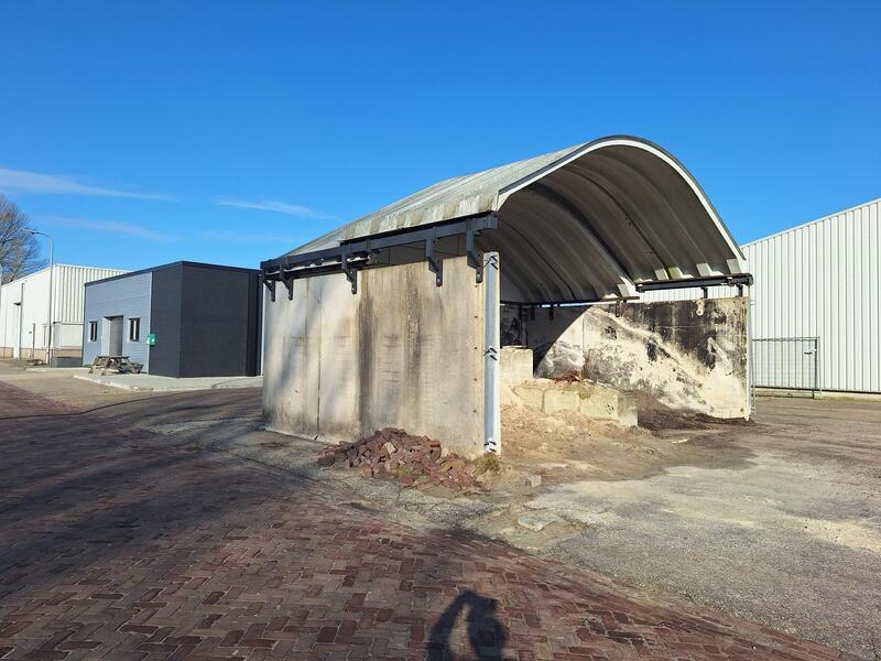 Overheidsveiling van overdekte polyester zoutloods/zandopslag overkapping