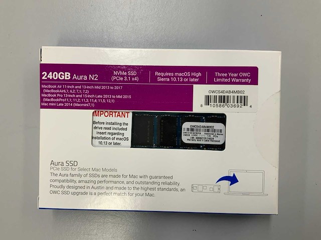 Owc aura n2 240gb ssd for mac models - afbeelding 2 van  2