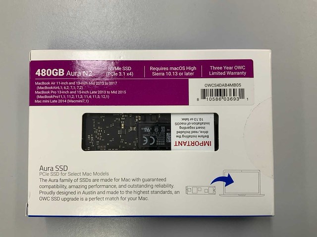 Owc aura n2 480gb ssd for mac models - afbeelding 2 van  2