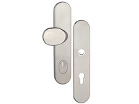 Oxloc - ovaal - veiligheidsdeurduwergarnituur knop-kruk - veiligheidslangschild pc72 links/rechts skg3 rvs met kerntrekbeveiliging - afbeelding 1 van  8