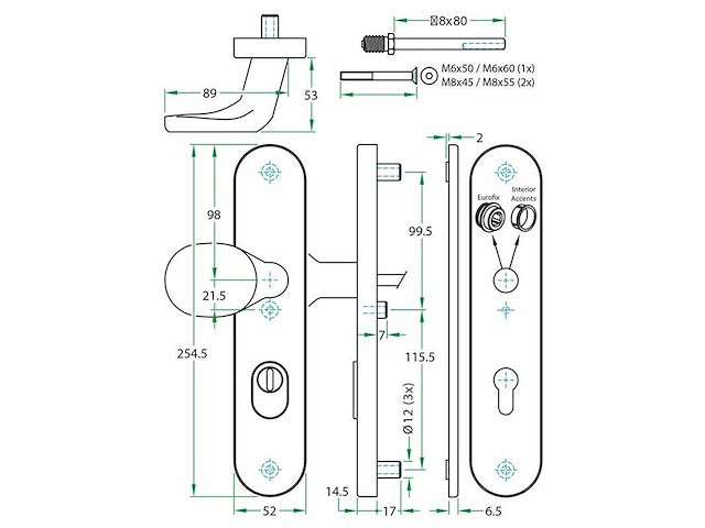 Oxloc - ovaal - veiligheidsdeurduwergarnituur knop-kruk - veiligheidslangschild pc72 links/rechts skg3 rvs met kerntrekbeveiliging - afbeelding 5 van  8