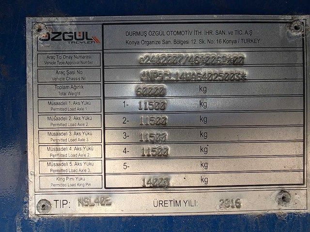 Ozgul - 2016 - l14 - oplegger - afbeelding 9 van  28