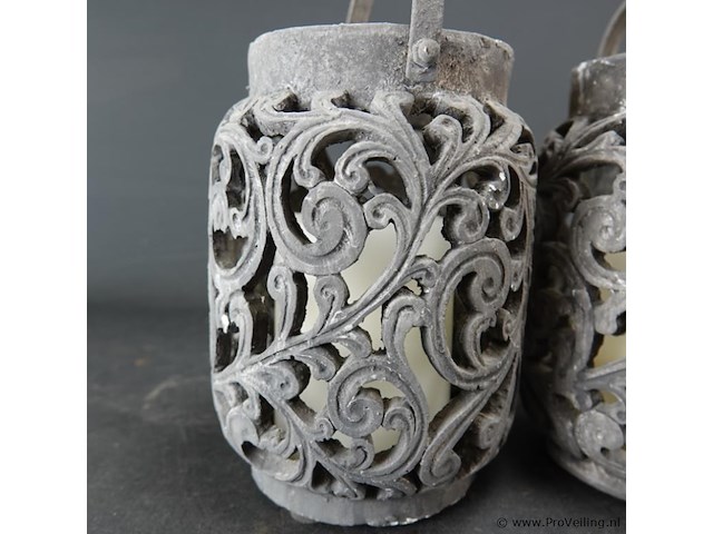 Paar aardewerk windlichten - afbeelding 4 van  5