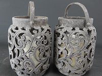 Paar aardewerk windlichten - afbeelding 1 van  5