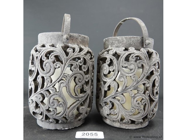 Paar aardewerk windlichten - afbeelding 2 van  5