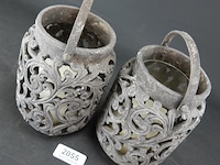 Paar aardewerk windlichten - afbeelding 3 van  5