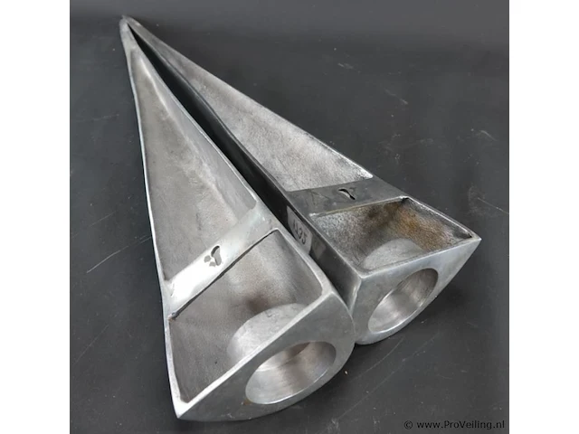Paar aluminium wandkandelaren - afbeelding 5 van  5