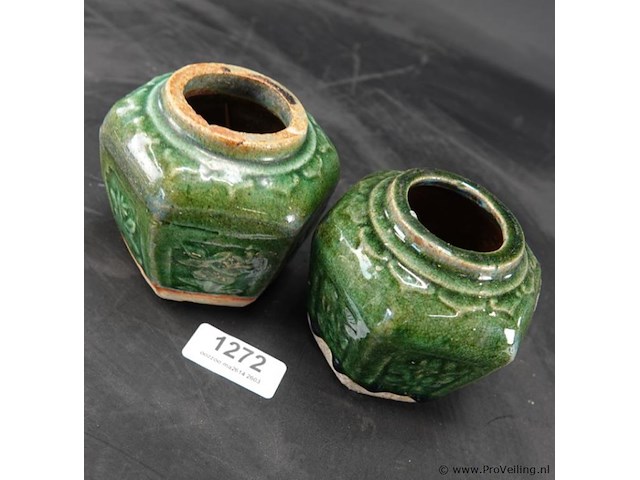 Paar antieke chinese gemberpotten - afbeelding 2 van  5