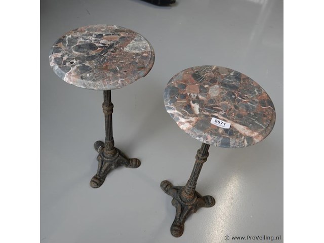 Paar antieke franse bistrotafels - afbeelding 3 van  5