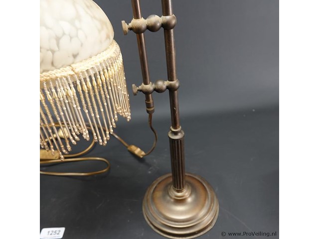 Paar antieke ganzennek koper/messing lampen - afbeelding 4 van  5