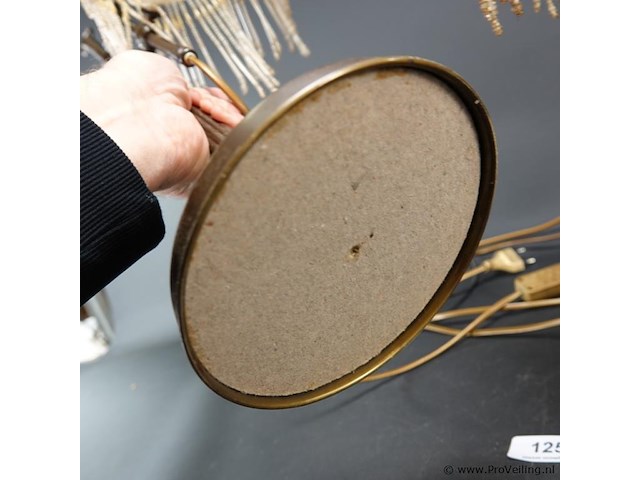 Paar antieke ganzennek koper/messing lampen - afbeelding 5 van  5