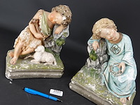 Paar antieke gipsen sculpturen - afbeelding 2 van  5