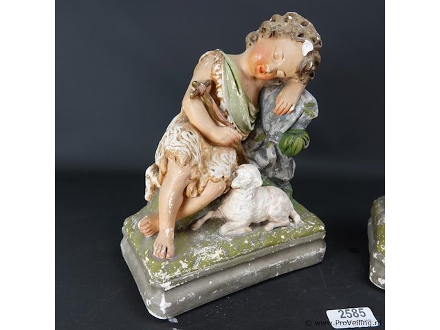 Paar antieke gipsen sculpturen - afbeelding 3 van  5