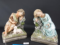 Paar antieke gipsen sculpturen - afbeelding 1 van  5