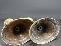 Paar antieke messing kandelaren - afbeelding 5 van  5