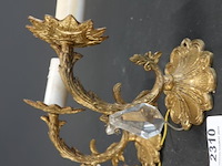 Paar antieke messing wandlampjes in rococo- of lodewijk xv-stijl - afbeelding 1 van  5