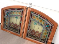 Paar art deco glas in lood ramen - afbeelding 2 van  5