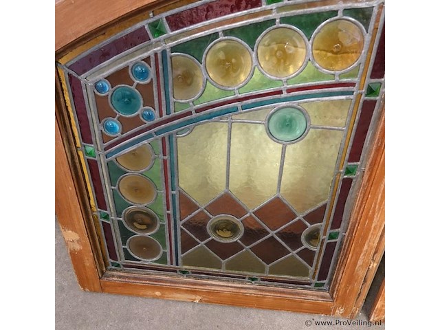 Paar art deco glas in lood ramen - afbeelding 4 van  5