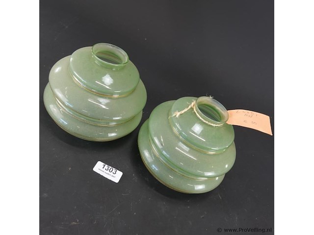 Paar art deco hanglampkappen - afbeelding 2 van  5