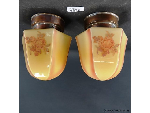 Paar art deco plafondlampen - afbeelding 1 van  5
