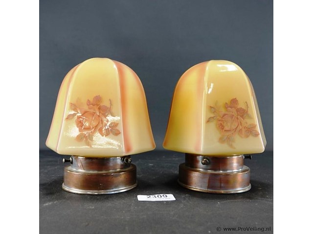 Paar art deco plafondlampen - afbeelding 2 van  5