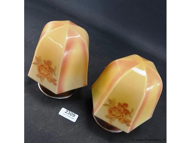 Paar art deco plafondlampen - afbeelding 3 van  5