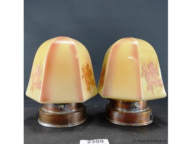 Paar art deco plafondlampen - afbeelding 4 van  5