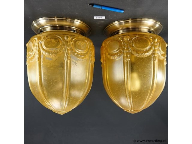 Paar art deco stijl plafonnières - afbeelding 1 van  5