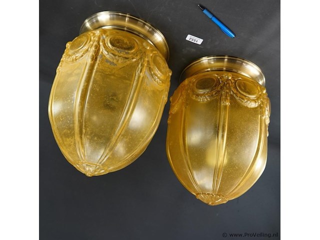 Paar art deco stijl plafonnières - afbeelding 2 van  5