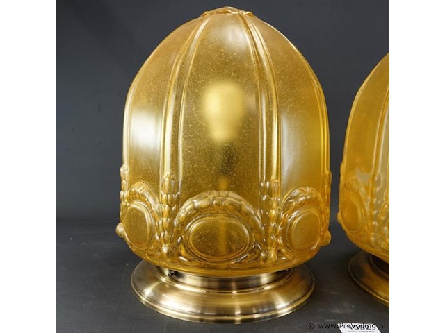 Paar art deco stijl plafonnières - afbeelding 4 van  5