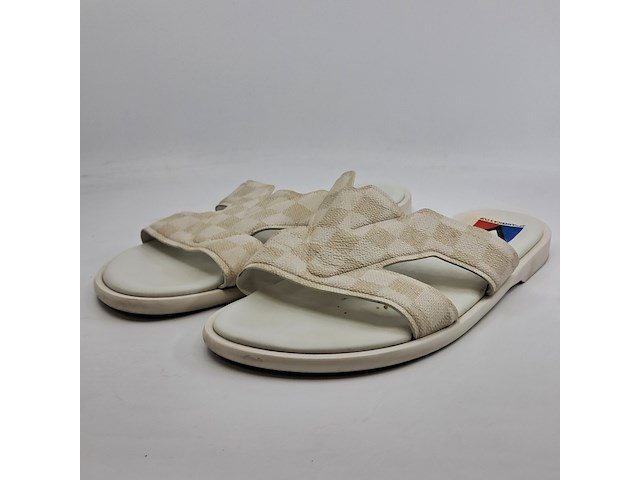 Paar badslippers, maat 8 1/2, louis vuitton, wit - afbeelding 1 van  9