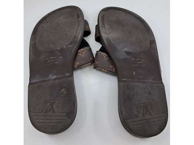 Paar badslippers, maat 9, louis vuitton, bruin - afbeelding 7 van  7
