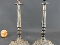 Paar brons/messing kandelaren - afbeelding 1 van  5