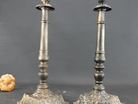 Paar brons/messing kandelaren - afbeelding 2 van  5