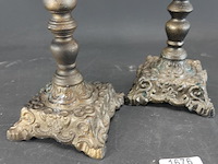 Paar brons/messing kandelaren - afbeelding 4 van  5