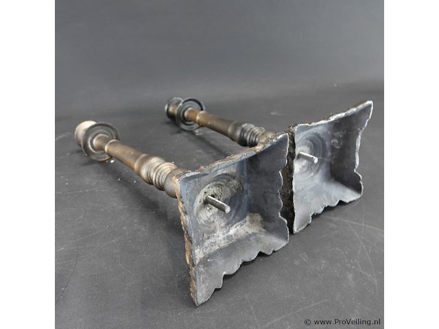 Paar brons/messing kandelaren - afbeelding 5 van  5