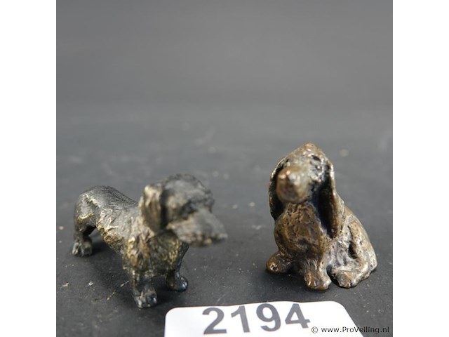 Paar bronzen teckels - afbeelding 1 van  5