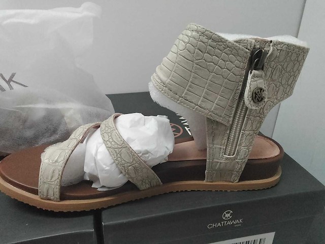 Paar croco lederen sandalen (5x) - afbeelding 3 van  4