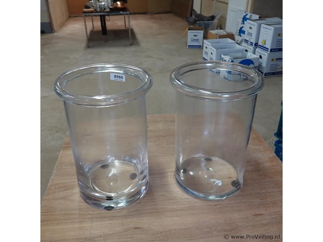 Paar dikglazen cilindervazen - afbeelding 2 van  5