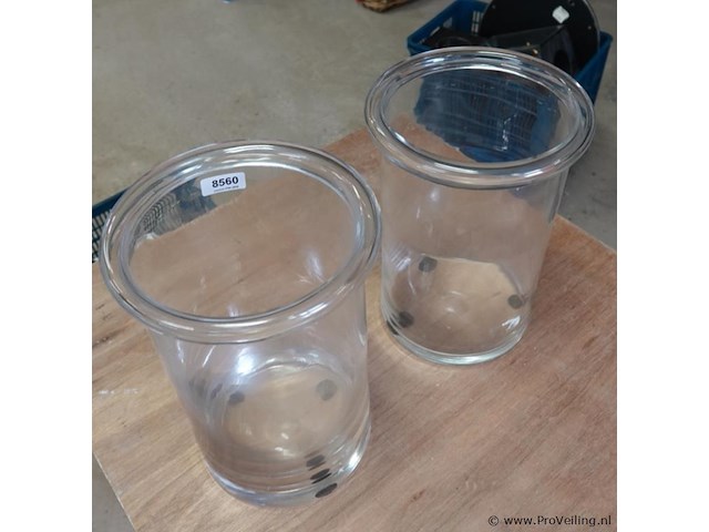 Paar dikglazen cilindervazen - afbeelding 4 van  5