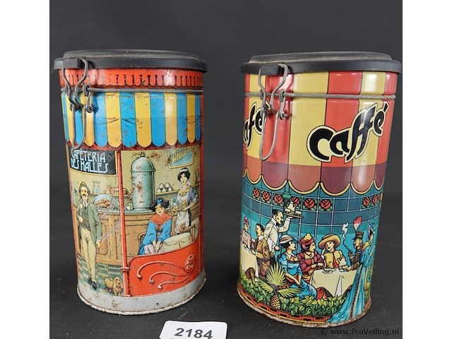 Paar gelithografeerde vintage blikken - afbeelding 2 van  5